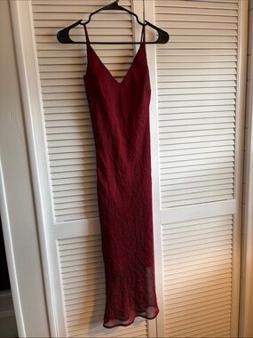 Arden B Wine Red Spaghetti-Strap Maxi Slip Dress